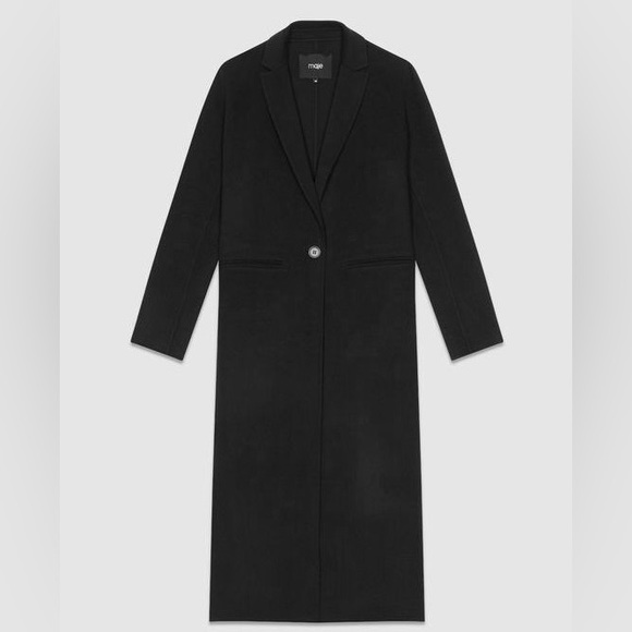 Maje Jackets & Blazers - MAJE Galaxie Long Wool Blend Coat Size 40 Dark Olive Green